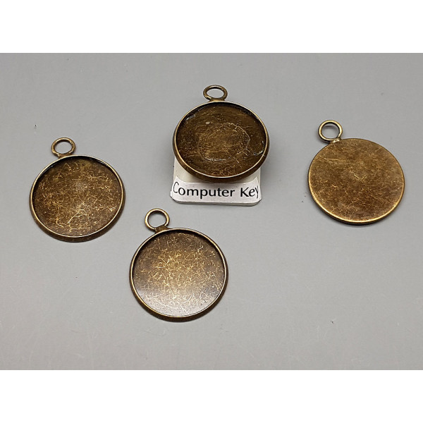 18mm bezel setting, round, 1 loop front facing, antiqued bronze