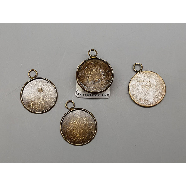 18mm bezel setting, round, 1 loop front facing, antiqued bronze