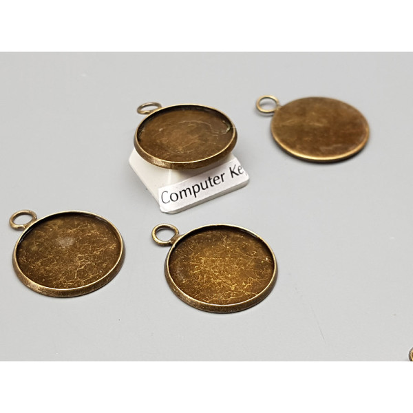 18mm bezel setting, round, 1 loop front facing, antiqued bronze