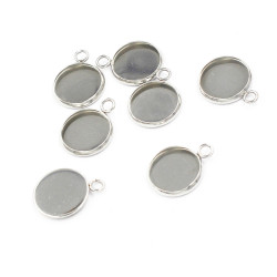 12mm bezel setting, round, 1 loop front facing, Platinum 