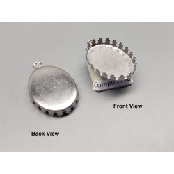 25x18mm oval Crown edge setting with dome, stainless steel