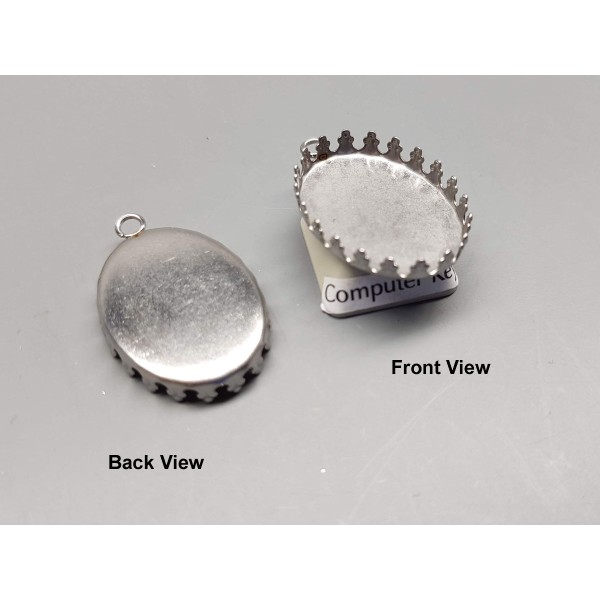 25x18mm oval Crown edge setting with dome, stainless steel