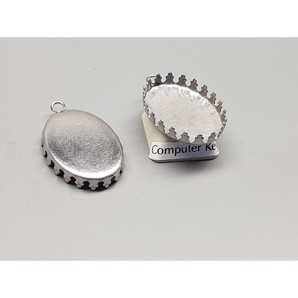 25x18mm oval Crown edge setting with dome, stainless steel