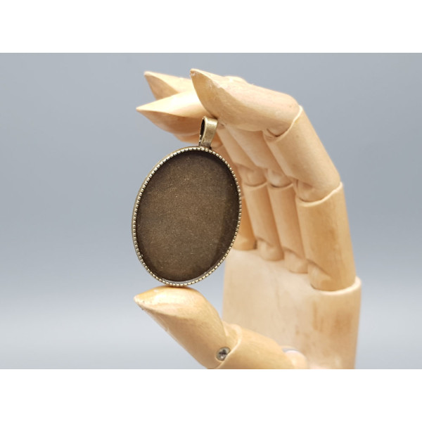 40x30mm Cabochon bezel setting, oval, antiqued bronze, lady cameo on back