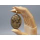 40x30mm Cabochon bezel setting, oval, antiqued bronze, lady cameo on back