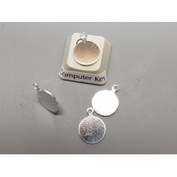 10mm round disc, silver plate, one loop, bag of 20
