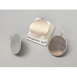15mm round disc, silver plate, one loop, bag of 20