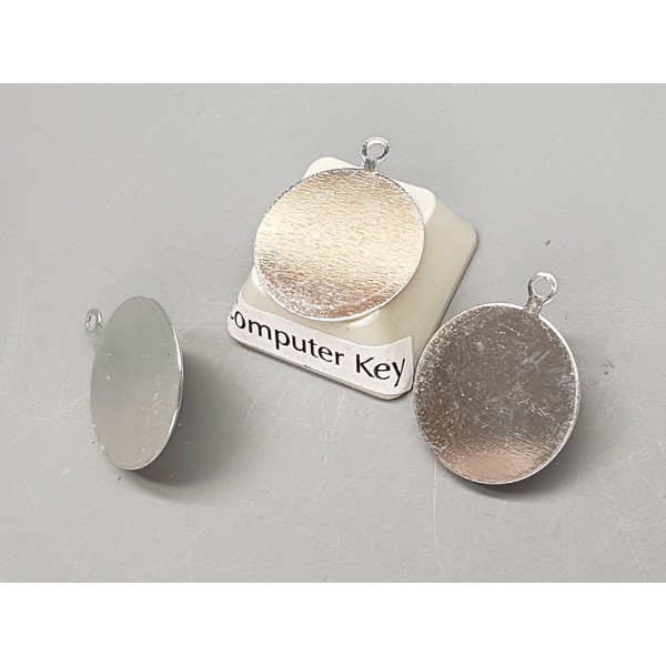 15mm round disc, silver plate, one loop, bag of 20