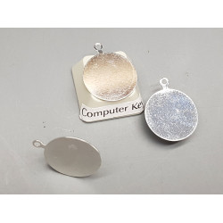 15mm round disc, silver plate, one loop, bag of 20