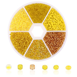 Seed Beads, Glass, 2mm, 12/0, Yellow Mix, Box