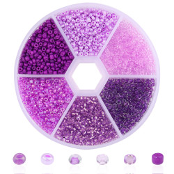 Seed Beads, Glass, 2mm, 12/0, Purple Mix, Box