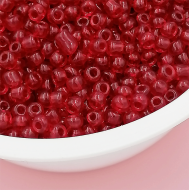 Seed Beads, Glass, 4mm, 6/0, transparent, round, Dark Red, 10g bag