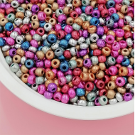 Seed Beads, Glass, 4mm, 6/0, mix Metallic colour, 10g bag