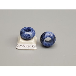 Natural blue sodalite European bead, large hole rondelle, 14x8mm, each