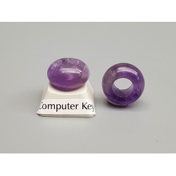 Natural amethyst European bead, large hole rondelle, 14x8mm, each