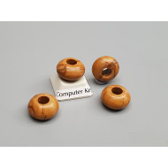 Natural bamboo leaf gemstone European bead, large hole rondelle, 14x8mm, each