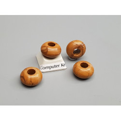 Natural bamboo leaf gemstone European bead, large hole rondelle, 14x8mm, each