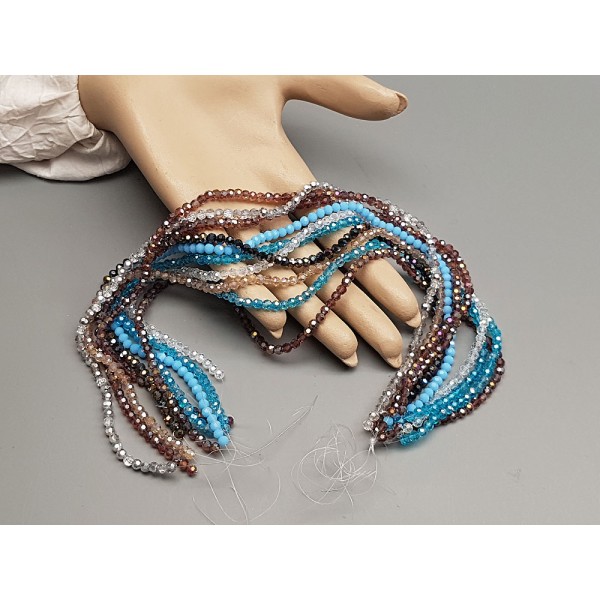 Glass beads strands, assorted colours, faceted round, 4mm, per bundle of 10 strands