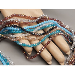 Glass beads strands, assorted colours, faceted round, 4mm, per bundle of 10 strands