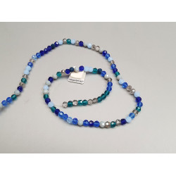 Faceted Round glass beads, 6mm, Shades of Blue, string
