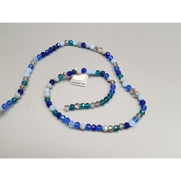 Faceted Round glass beads, 6mm, Shades of Blue, string