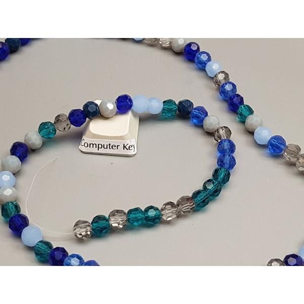 Faceted Round glass beads, 6mm, Shades of Blue, string