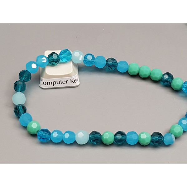 Faceted Round glass beads, 6mm, Shades of Teal, string