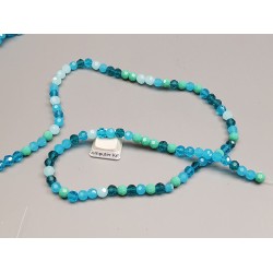 Faceted Round glass beads, 6mm, Shades of Teal, string