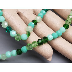 Faceted Round glass beads, 6mm, Shades of Green, string