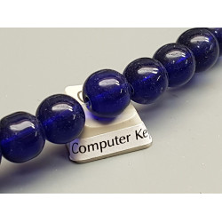 Glass Bead String, Round, Dark Blue, 10mm dia, 33cm string