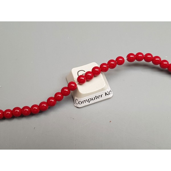 Glass Bead String, Round, Opaque Red, 4mm, 37cm strand