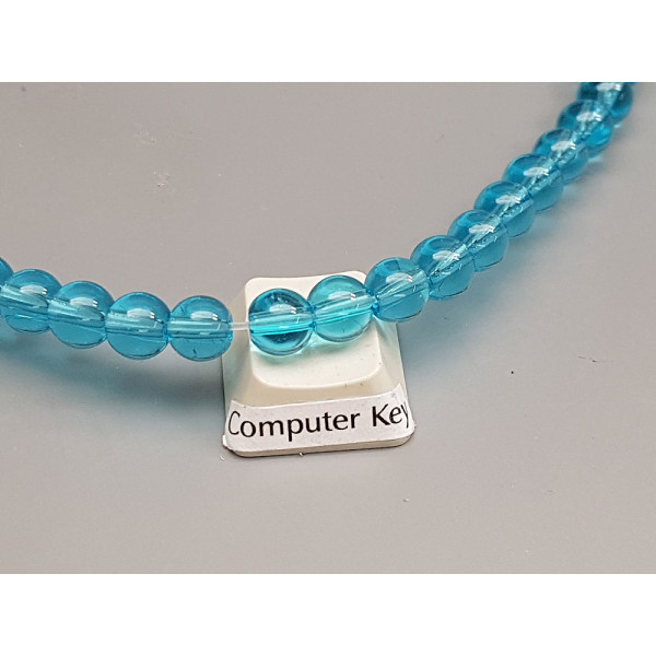Glass Bead String, Round, Teal, 6mm, 37cm strand