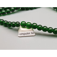 Glass Bead String, Round 6mm, dark Green, 30cm strand