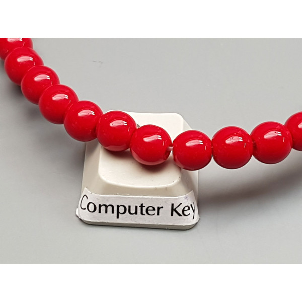 Glass Bead String, Round, Opaque Red, 6mm, 37cm strand