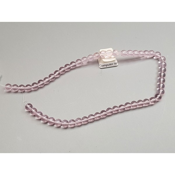 Glass Bead String, Round, Pink, 6mm, 37cm strand