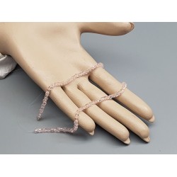 Glass Beads, Cube, 3mm faceted, Pink, string