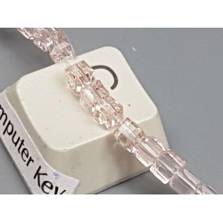 Glass Beads, Cube, 3mm faceted, Pink, string