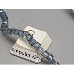 Glass Beads, Cube, 3mm faceted, Blue AB, string