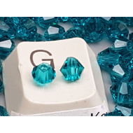 Glass beads, faceted bicone, 4mm, emerald colour, per 20g 