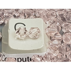 Glass beads, faceted bicone, 4mm, pink colour, per 20g bag