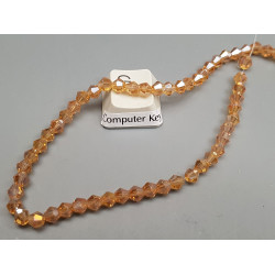 Faceted bicone AB (aurora borealis effect) electroplate glass beads, 4mm, topaz colour, per strand