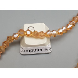 Faceted bicone AB (aurora borealis effect) electroplate glass beads, 4mm, topaz colour, per strand