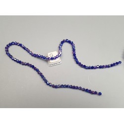 Faceted bicone AB (aurora borealis effect) electroplate glass beads, 4mm, dark blue, per strand