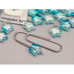 Glass Beads, Star shape with glitter, 8mm, Turquoise colour, bag of 100