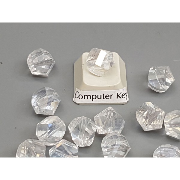 Glass Beads, Irregular clear AB rainbow effect, faceted, 10x9mm, bag 20pcs