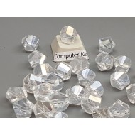 Glass Beads, Irregular clear AB rainbow effect, faceted, 10x9mm, bag 20pcs