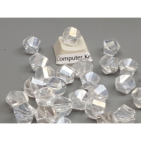 Glass Beads, Irregular clear AB rainbow effect, faceted, 10x9mm, bag 20pcs