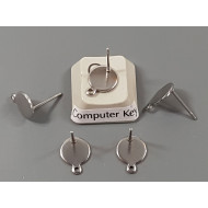 Post, Flat 8mm Round Pad with loop, Stainless Steel, per pair