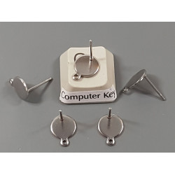 Post, Flat 8mm Round Pad with loop, Stainless Steel, per pair