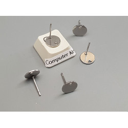 Post, Flat 8mm Round Pad with hole, Stainless Steel, per pair